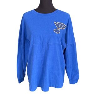 NHL St. Louis Blues Long Sleeve Shirt, Medium(8-10), Oversized Hockey Athleisure